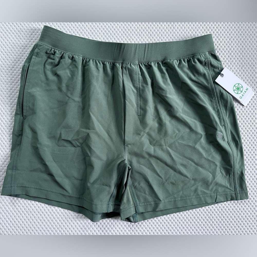 2 pairs Gaiam Gym Shorts Black & Green NWT